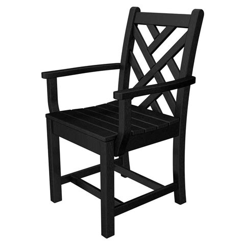 Polywood Chippendale Black Patio Dining Arm Chair Outdoor Dining Chairs