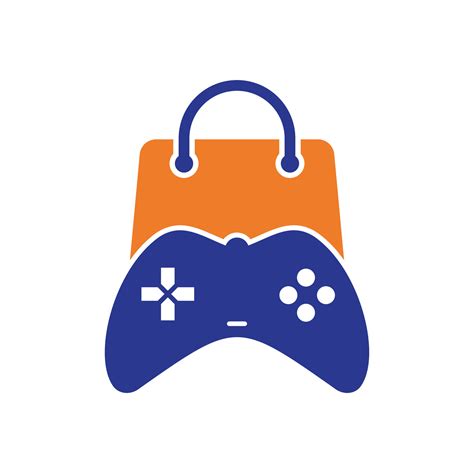 Game Shop Vector Logo Design Shopping Bag Combination Joystick Icon
