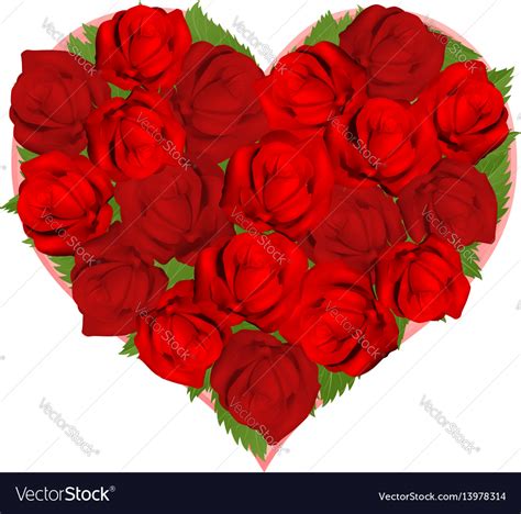 Beautiful Red Roses In Heart Shape Royalty Free Vector Image