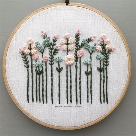 Handa simple summer wildflower embroidery hoopoc (i.redd.it). Pretty Pastel Wildflowers Hand Embroidery Pattern ...