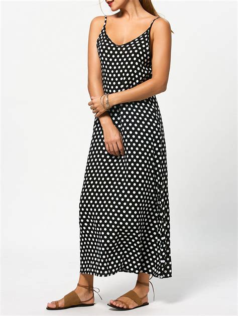 50 OFF Stylish Spaghetti Strap Polka Dot Maxi Dress For Women Rosegal