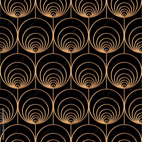 Geometric Circle Royal Pattern Seamless Gold Black Luxury Background