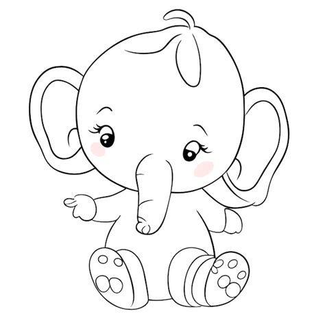 Premium Vector Cute Baby Elephant Hand Drawn Cartoon Sticker Icon