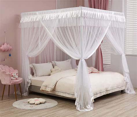 Mengersi 4 Corners Post Canopy Bed Curtains For Girls Kids