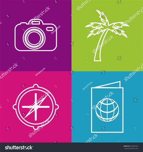 Set Icons Travel Design Vector Illustration Stock Vector Royalty Free
