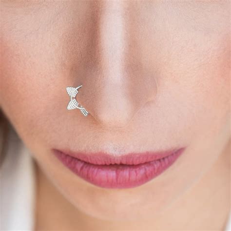 Silver Nose Ring Indian Nose Ring Nose Jewelry Septum Ring Daith