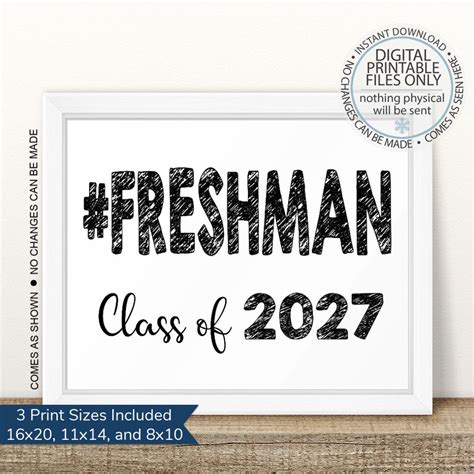Freshman Class Of 2027 First Day Of Freshman Year Printable First Day