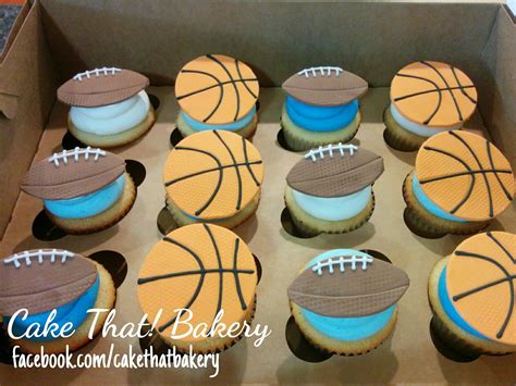 Sports Football And Basketball Theme Cupcakes Basketball Theme Football And Basketball Cake