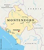 Montenegro political map with capital Podgorica, national borders ...