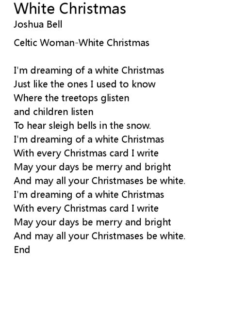 white christmas lyrics follow lyrics