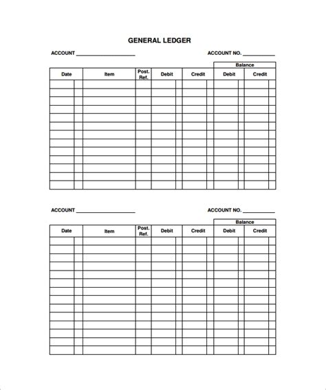 A general ledger will show the debit and the credit from every department account in your company and help you keep track of the balance. FREE 7+ Sample Ledger Paper Templates in MS Word | Excel | PDF