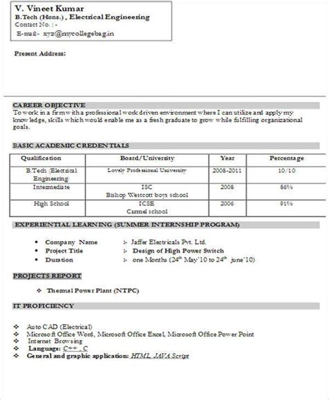 Personalize this template to reflect your bharathi  reply . 45+ Fresher Resume Templates - PDF, DOC | Free & Premium ...