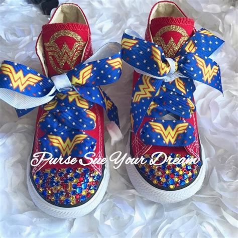 Custom Wonder Woman Themed Converse Shoes Superhero Birthday Etsy