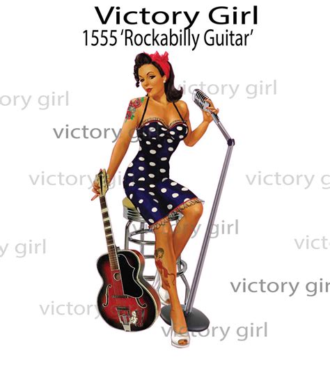 Rockabilly Guitar Vinyl Decal Sticker Victory Girl