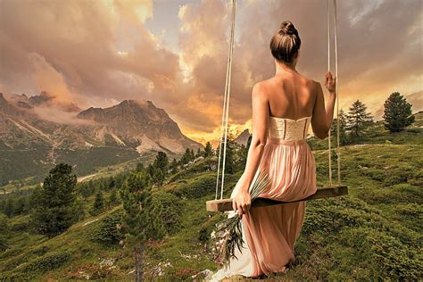 Hd Wallpaper Woman Beautiful Dream Peaceful Landscape 4k