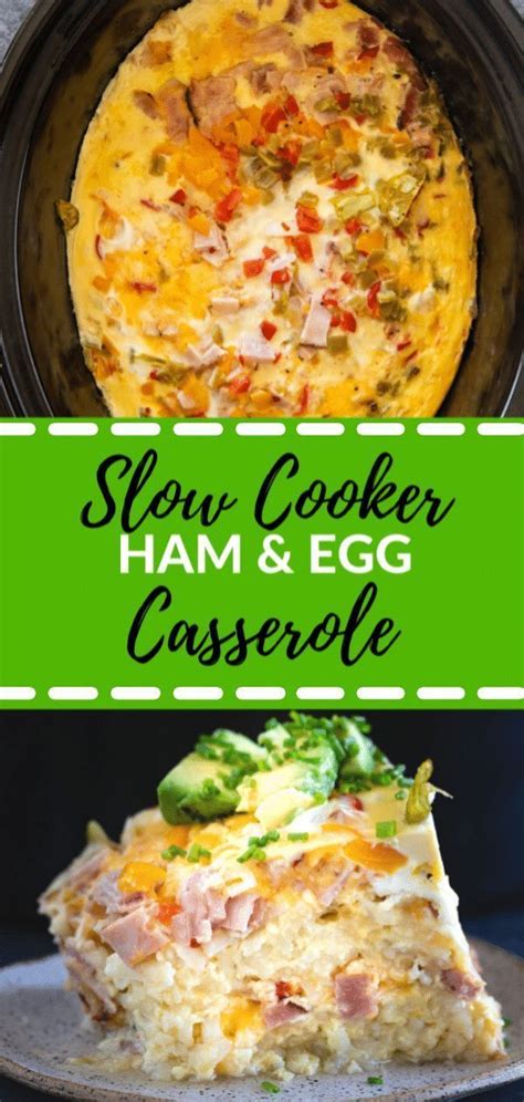 This easy crockpot breakfast casserole is loaded with healthy ingredients and full of flavour! Slow Cooker Breakfast Casserole | Recipe | Slow cooker breakfast, Ham breakfast casserole ...