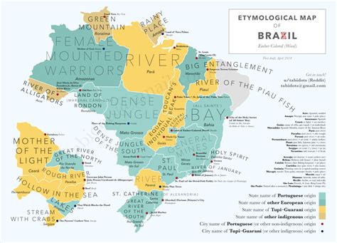Etymological Map Of Brazilian States And Capitals Yanomami States And