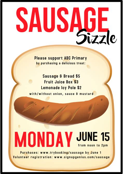 Sausage Sizzle Fundraiser Flyer Poster Large Template Postermywall