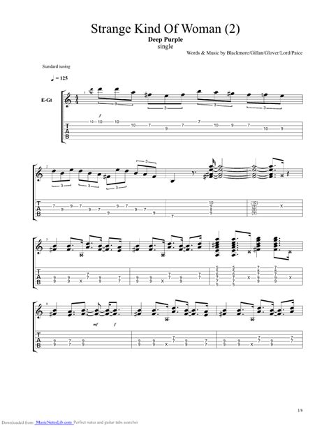 Strange Kind Of Woman Guitar Pro Tab By Deep Purple Musicnoteslib Hot Sex Picture