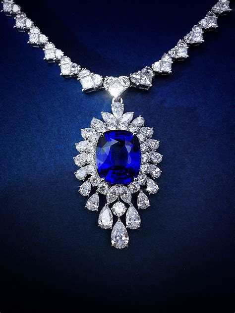 Sapphire And Diamond Necklace Fine Jewellery Necklace Indigo Jewelry