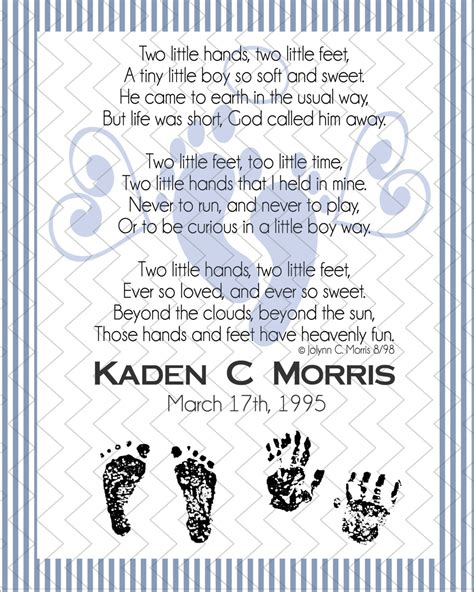 Infant Memorial Two Little Hands Two Little Feet Poem Etsy