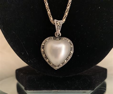 Vintage Mother Of Pearl Heart Necklace Etsy