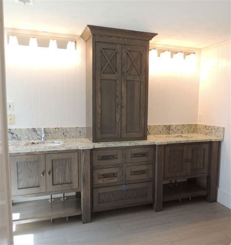 Mainly we have three main styles of bathroom vanities cabinets. Furniture style Bathroom Vanity in White Oak with Grey ...