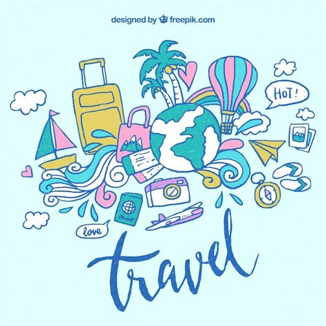 Free Vector Hand Drawn Travel Elements Background