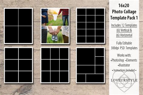 16x20 Photo Collage Template Pack 1 Flyer Templates Creative Market