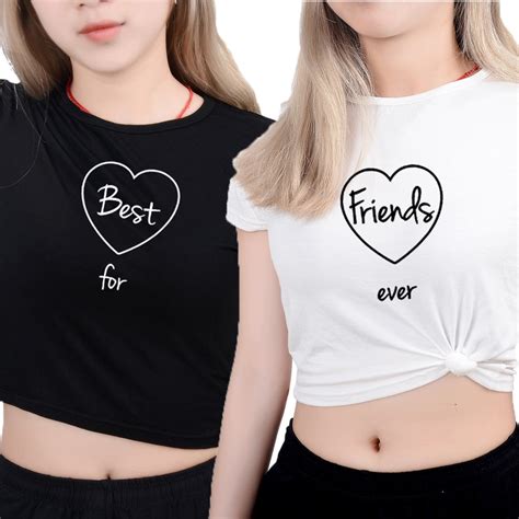 2018 Best Friends Forever Funny Letter Crop Top Women T Shirts Fashion