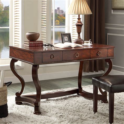 Homelegance Maule Writing Desk W 3 Drawers In Cherry Beyond Stores