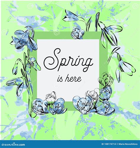 Illustration Of Design Banner With Spring Is Here Logo Watercolor