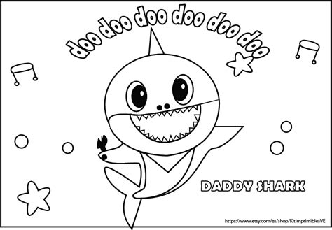 Imágenes para Colorear gratis Baby Shark Kit imprimibles