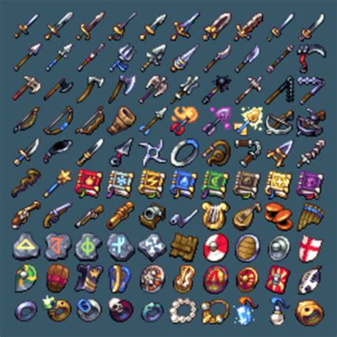 V12 Quality Update Pixel Fantasy Rpg Icons Weapons 24×24 By Thomas