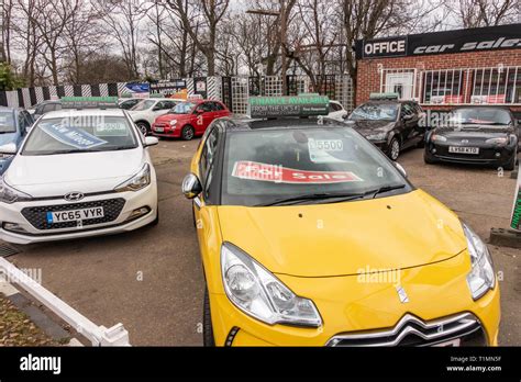 Secondhand Cars For Sale On Forecourt Hi Res Stock Photography And