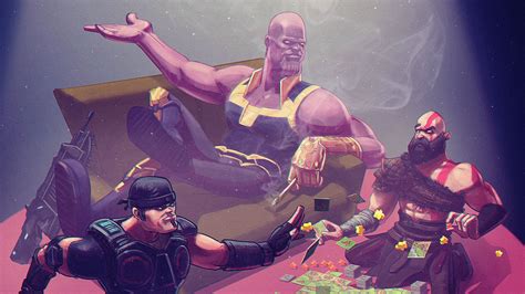 Thanos Kratos 4k Hd Superheroes 4k Wallpapers Images