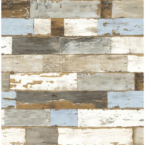 Nextwall Colorful Shiplap Peel And Stick Wallpaper Sky Bluebrown