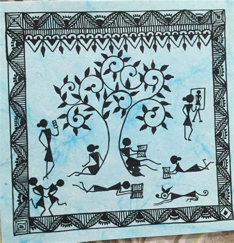 Indian Tribal Art Warli Painting Download Free Mock Up