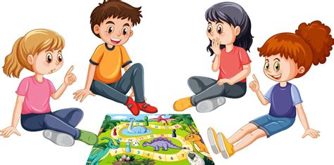 A Children Playing Board Game On White Background 6766772 Vector Art At