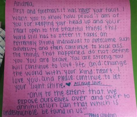 Read The Beautiful Love Letters Sexual Assault Survivors Are Writing To Themselves Kindness Blog