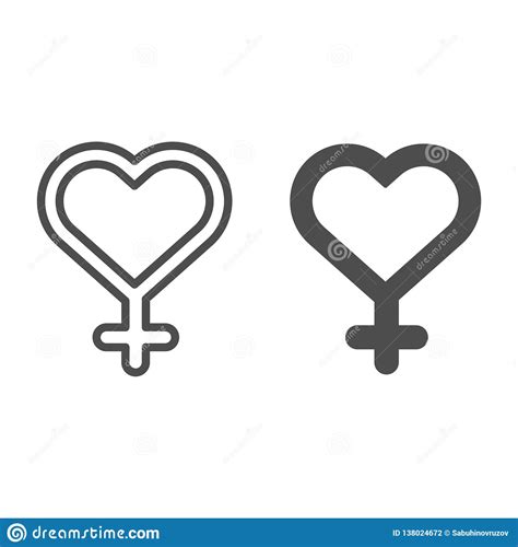 Female Gender Line And Glyph Icon Heart Shaped Woman Gender Sign