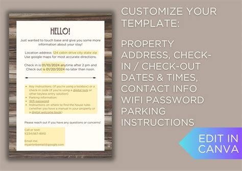 Airbnb Welcome Letter Template Rustic Airbnb Welcome Note Vrbo Welcome