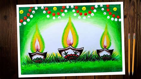 Green Diwali Poster Making Diwali Chartposter Drawing Easy Green