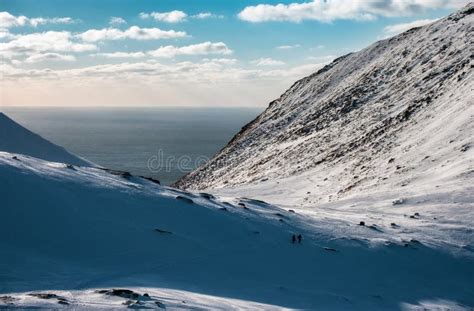 Snowy Slope Mountain On Arctic Coastline Stock Image Image Of Ryten