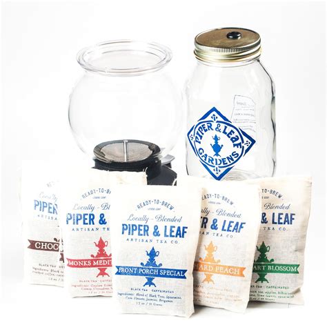 Piper And Leaf Tea Co Deluxe Brewing Kit 5 Flavors Drinking Jar Steeping Globe