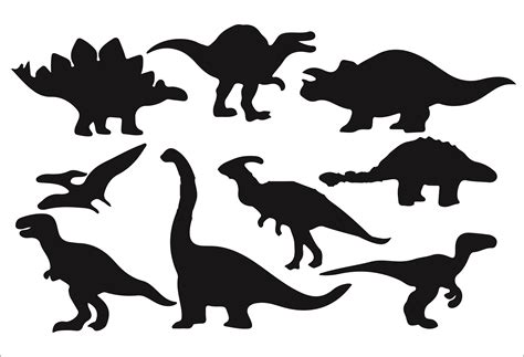 Set Silhouettes Different Dinosaurs Bundle Svg Files For Silhouette
