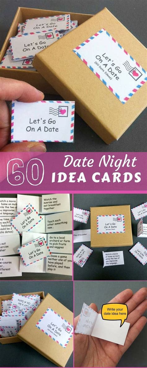 We rounded up unique gift ideas for her, whether you want a grand gesture or a personalized here are thoughtful gift ideas for your wife, ranging from romantic gift ideas to unique and. Date Night Box, 60 Date Night Ideas, Romantic Gift, For ...