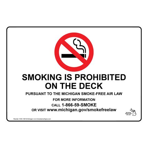 Smoking Is Prohibited On The Deck Sign Nhe 10618 Michigan No Smoking