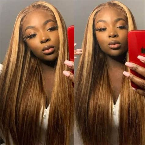 piano honey blonde highlight wig 13x4 hd lace straight hair wig for wo cynosure hair