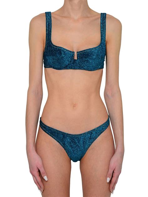 Buy REINA OLGA Bikini Brigitte In Misto Lurex Blu Light Blue At 19